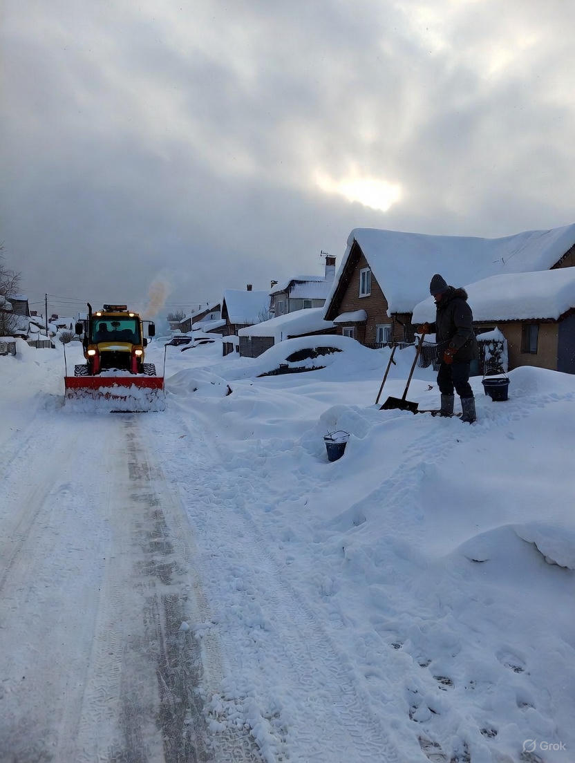 Уборка снега техникой Снеговоз